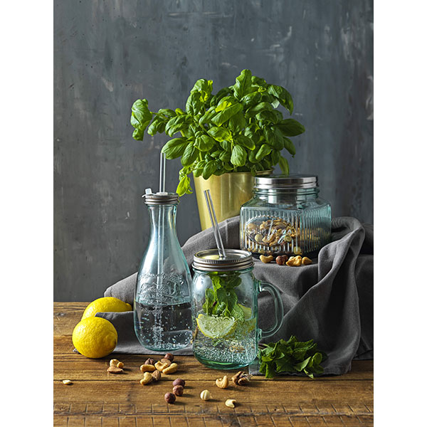 L027 Recycled Glass Mug With Straw 550ml
