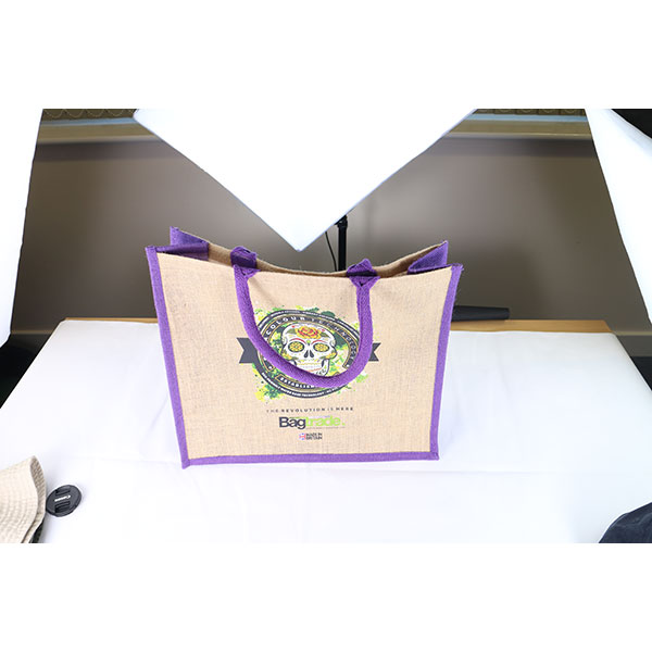 J104 Large Natural Bag with Dyed Gusset - Full Colour