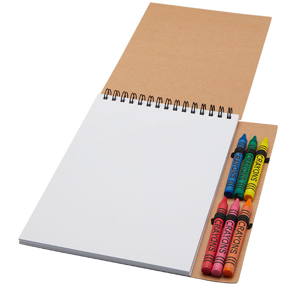 P135 A5 Spiral Soft Cover Notebook and Crayon Set