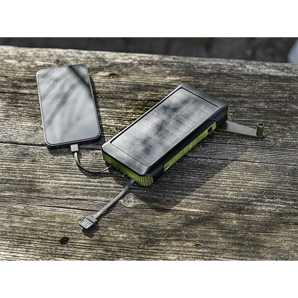 P018 Soldy 10000mAh Recycled Solar, Crank Powerbank