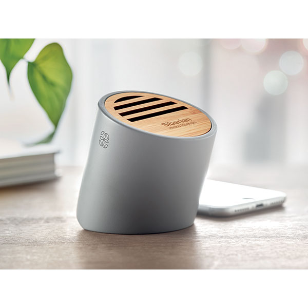 K096 Limestone Cement & Bamboo Bluetooth Speaker