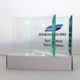 P112 10 x 14.5cm Jade Glass Bevelled Crescent Award - Engraved