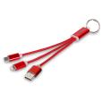 P021 Metal 3 in 1 Charging Cable with Key Ring - Engraved