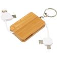 P021 Reel 6 in 1 Bamboo Combination Key Ring Charging Cable