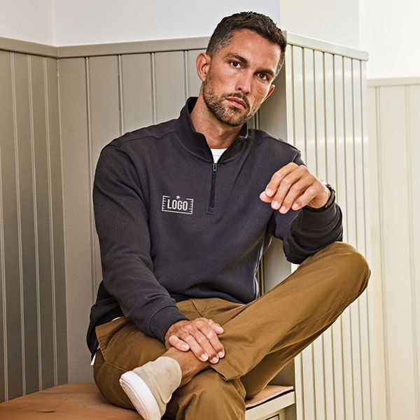 P162 TeeJays Ribbed Interlock Half Zip Sweatshirt