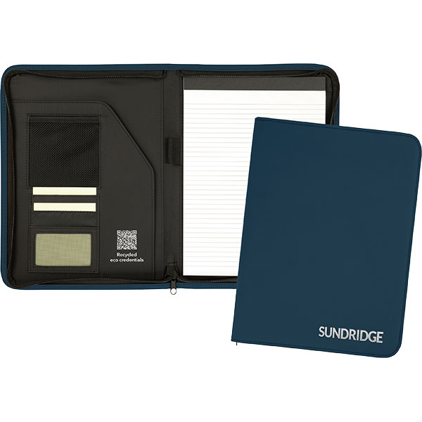 P069 Sundridge Recycled Zipped Folio - 1 Colour