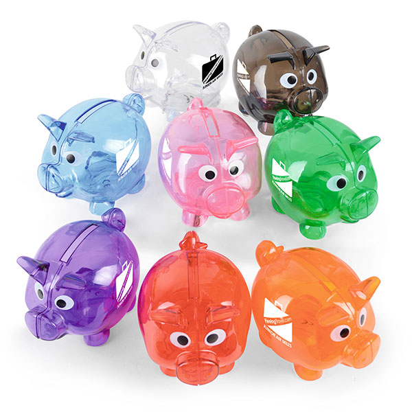 P045 Mini Plastic Piggy Bank - Full Colour