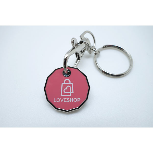 P034 Printed Hard Enamel Trolley Token Key Ring