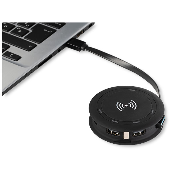 M077 SCX Wireless Charger & USB Hub with Light Up Logo